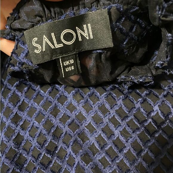 Saloni Sheer Emilie Black Polka Dot Blouse - Picture 6 of 6